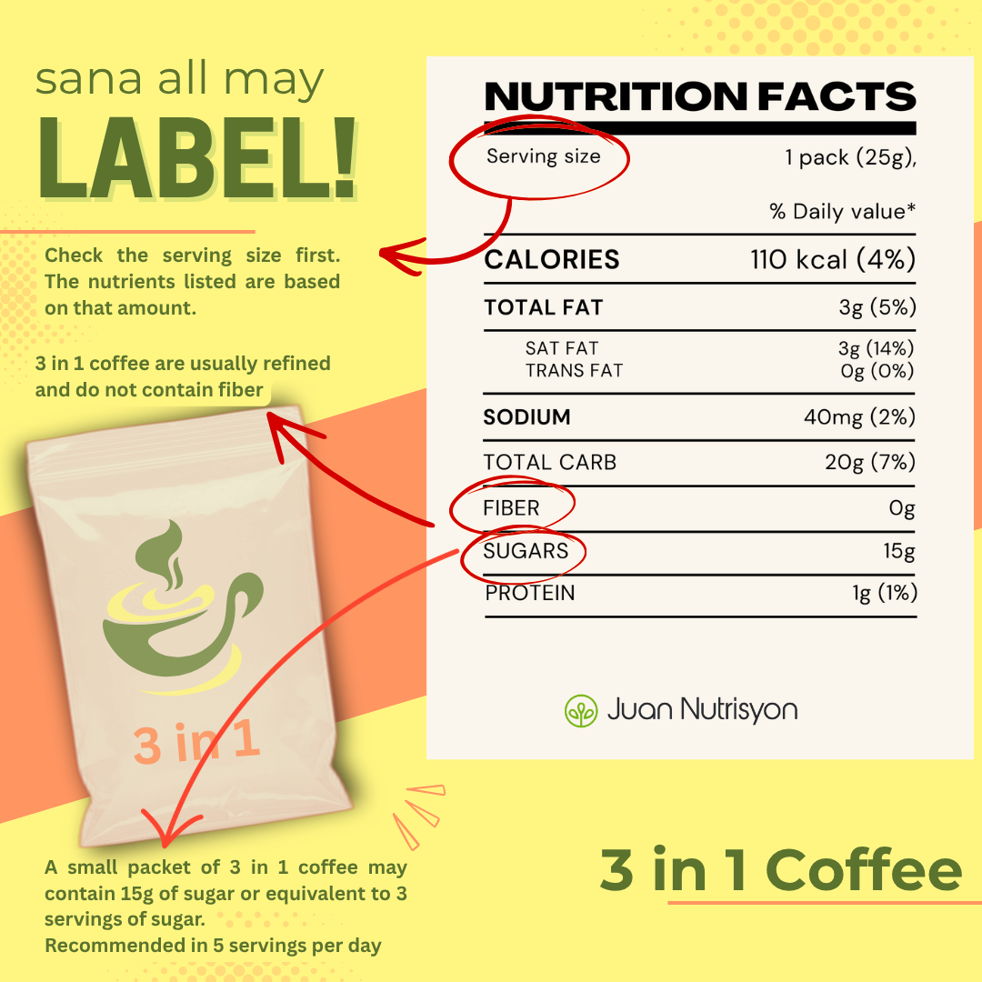 3-in-1 coffee nutrition label
