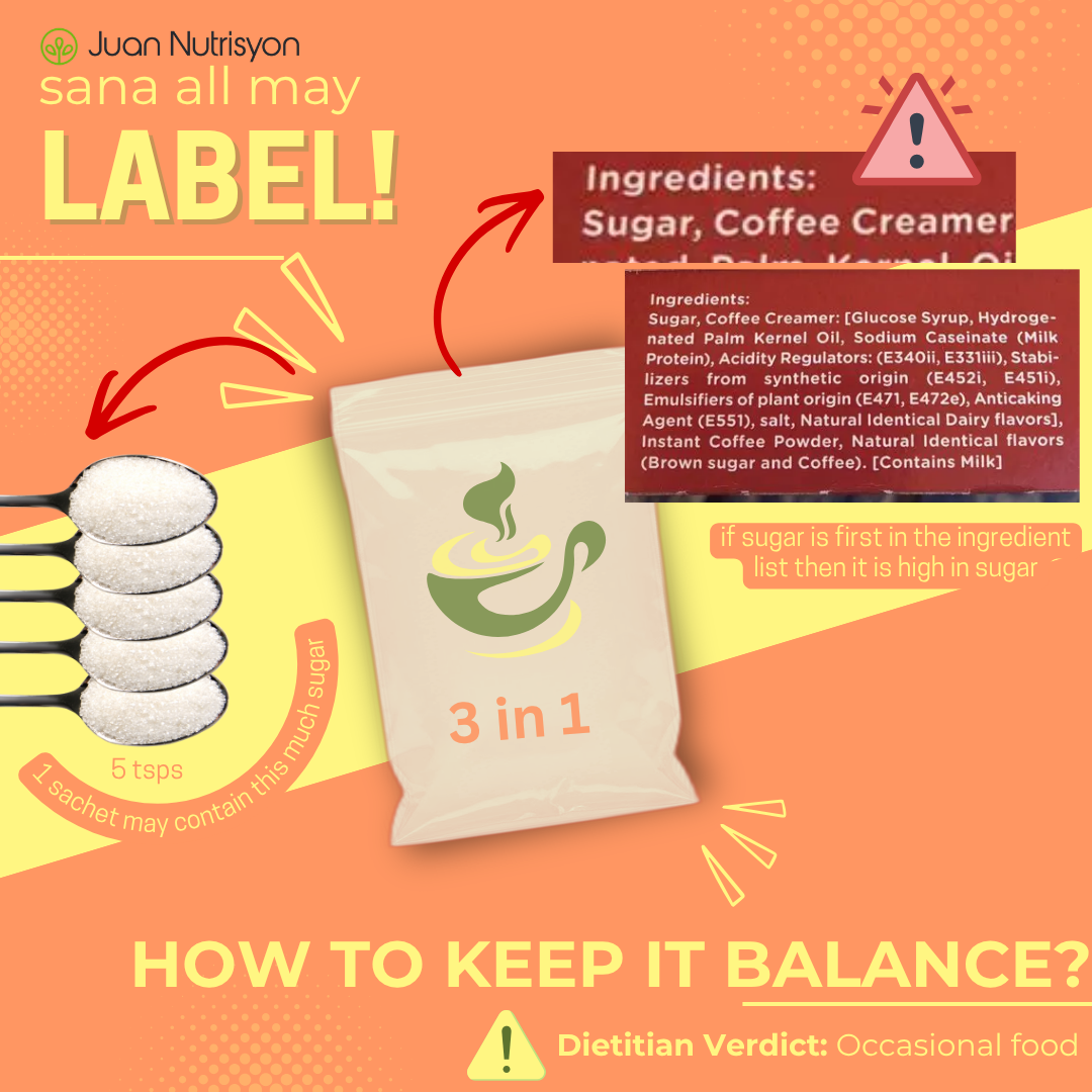 Ingredient list showing sugar content